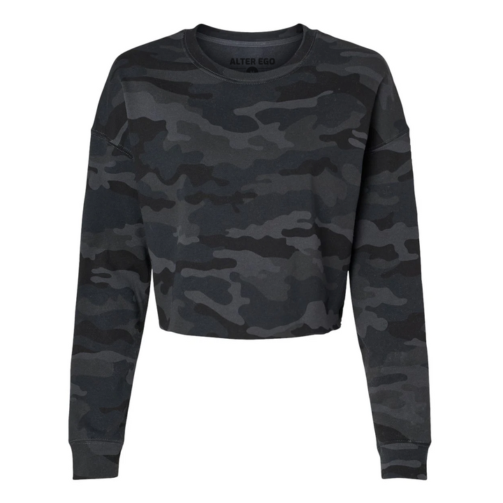 Cropped Crew Neck (Women's) Black Camo