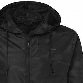 Lightweight Packable Windbreaker Black Camo