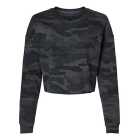 Cropped Crew Neck (Women's) Black Camo