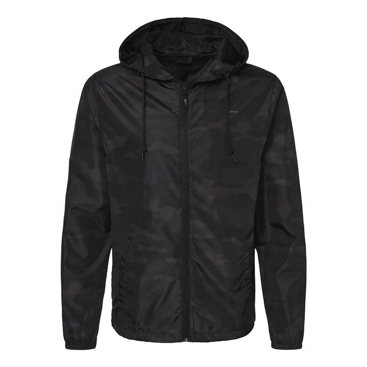 Lightweight Packable Windbreaker Black Camo