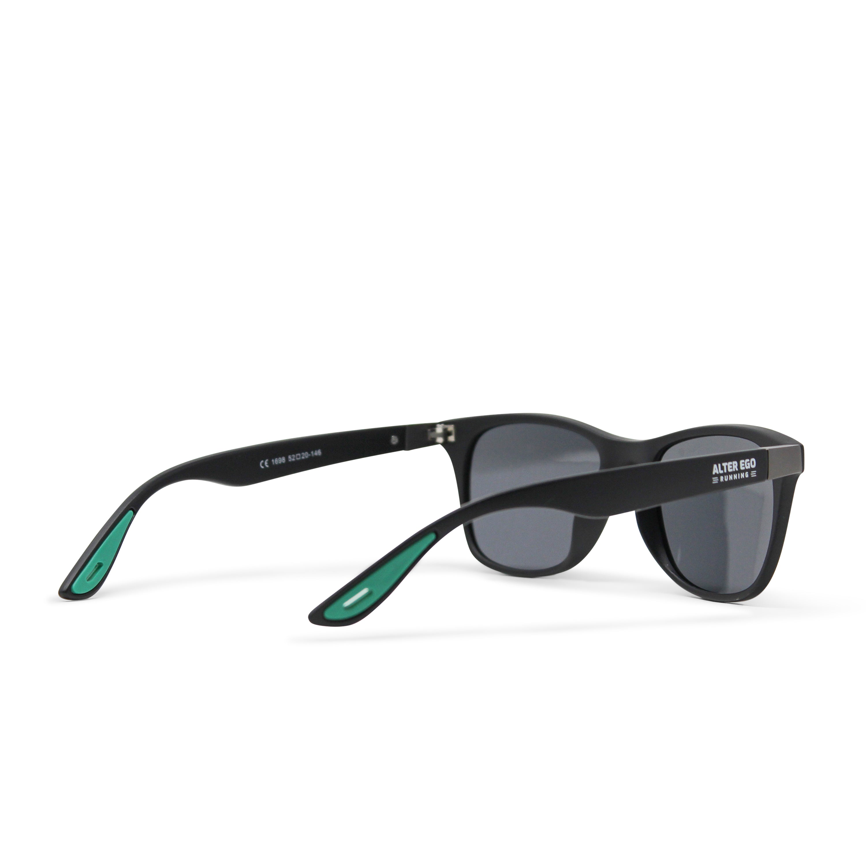 Run Sunnies - Black Frame | Black Polarized Lenses | Green Elements