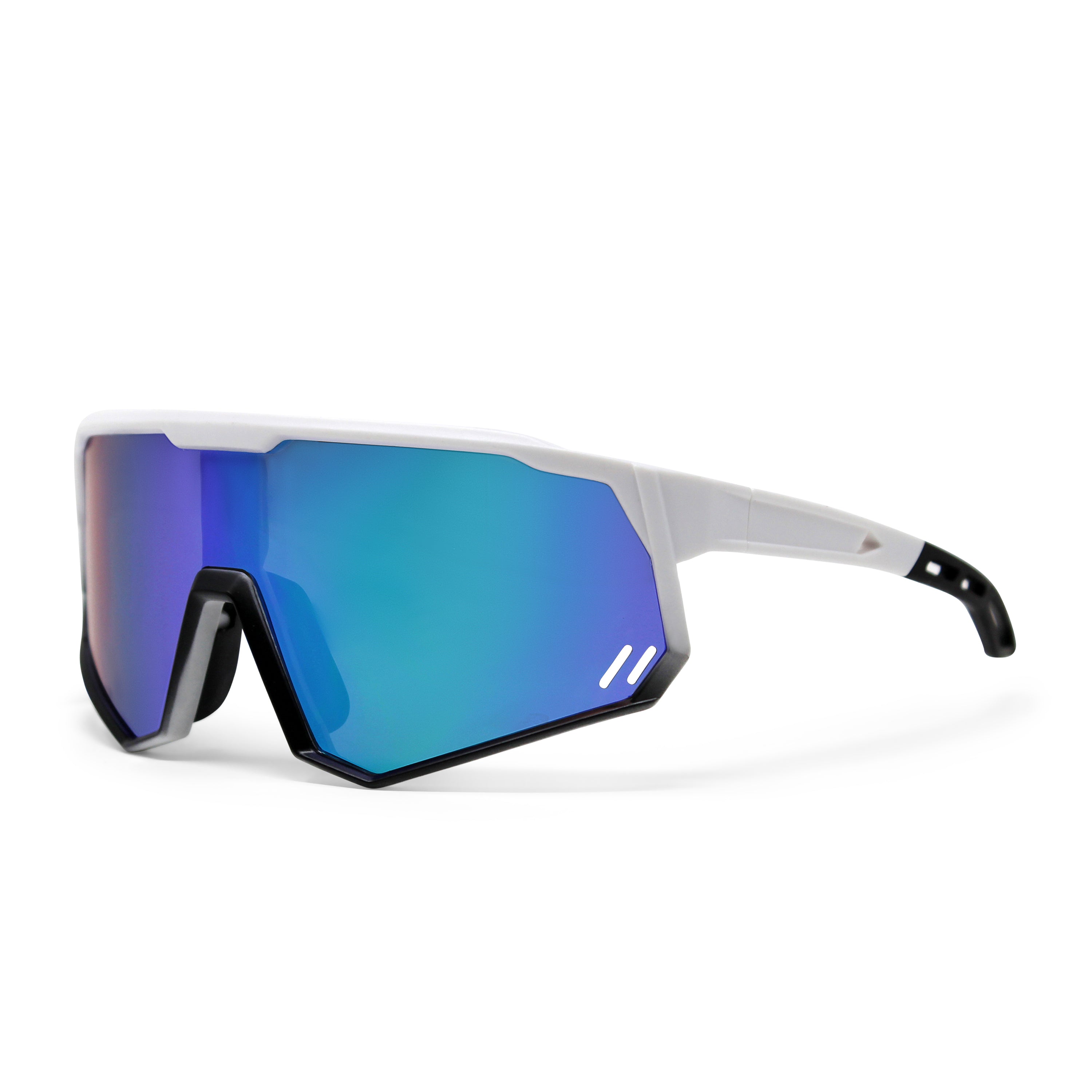 Run Shield Full White Frame Ice Blue Lens