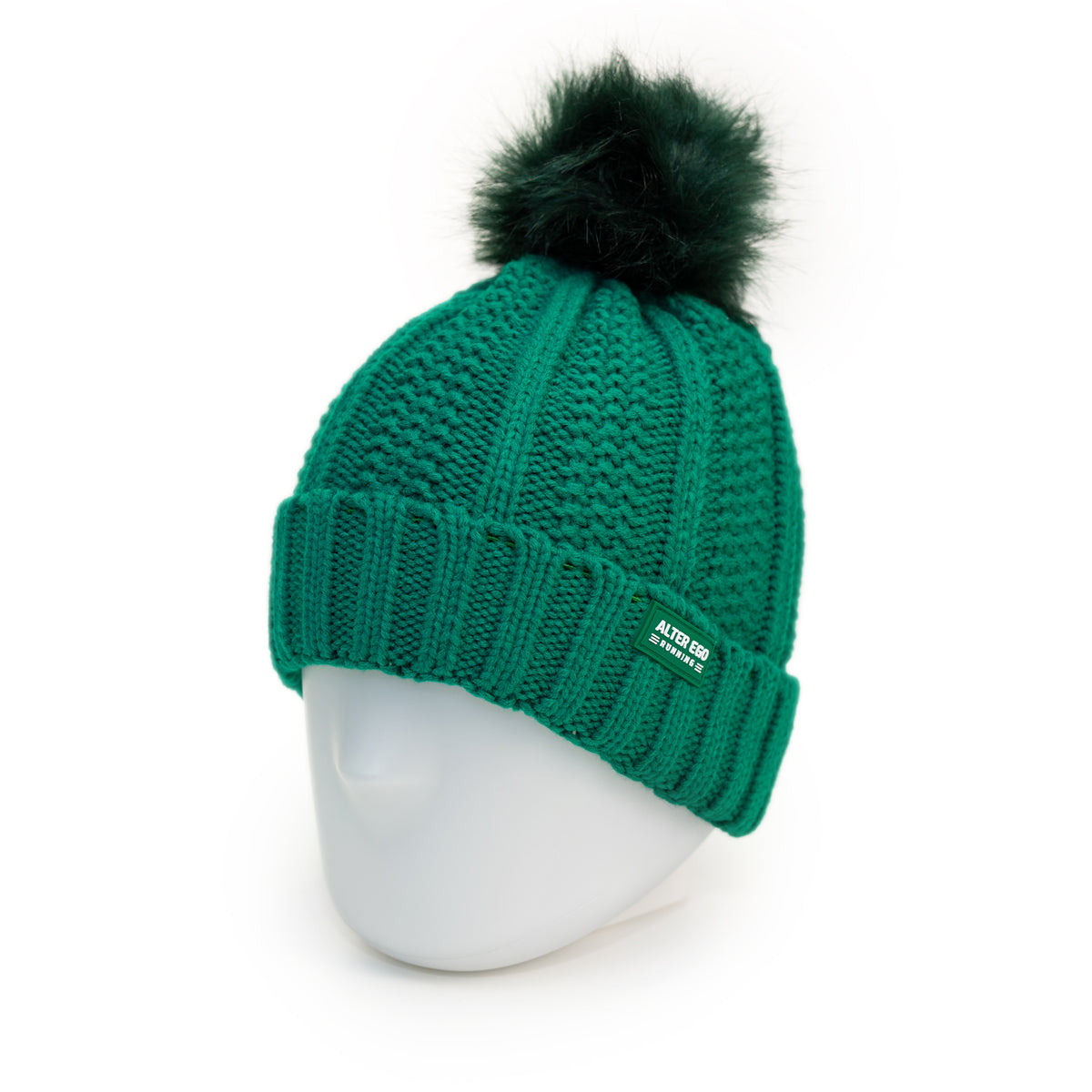Snowbird Woven Beanie With Pom - Green