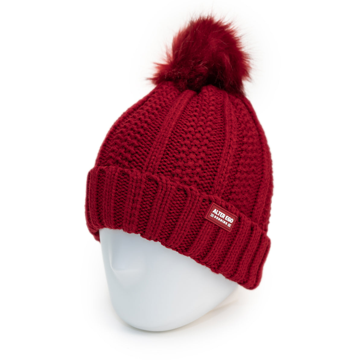 Snowbird Woven Beanie With Pom - Red