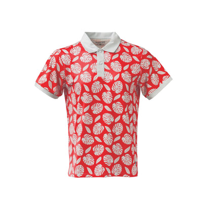 Performance Polo Palm Print Coral