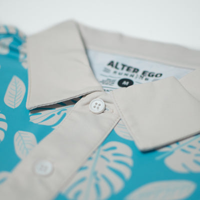 Performance Polo Palm Print Teal