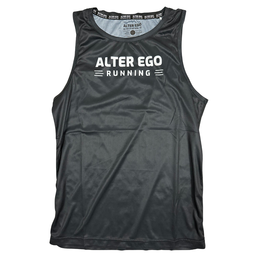 AER Technical Tank Top (Unisex) Extra Slim Fit - Black and White Run Logo