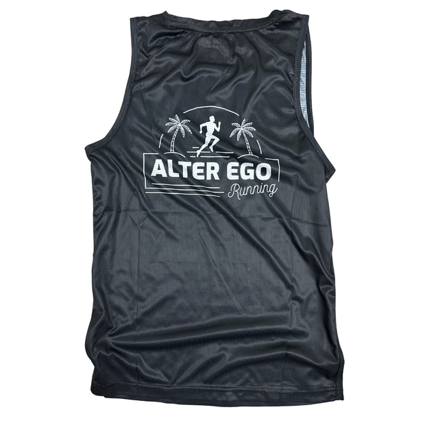 AER Technical Tank Top (Unisex) Extra Slim Fit - Black and White Run Logo